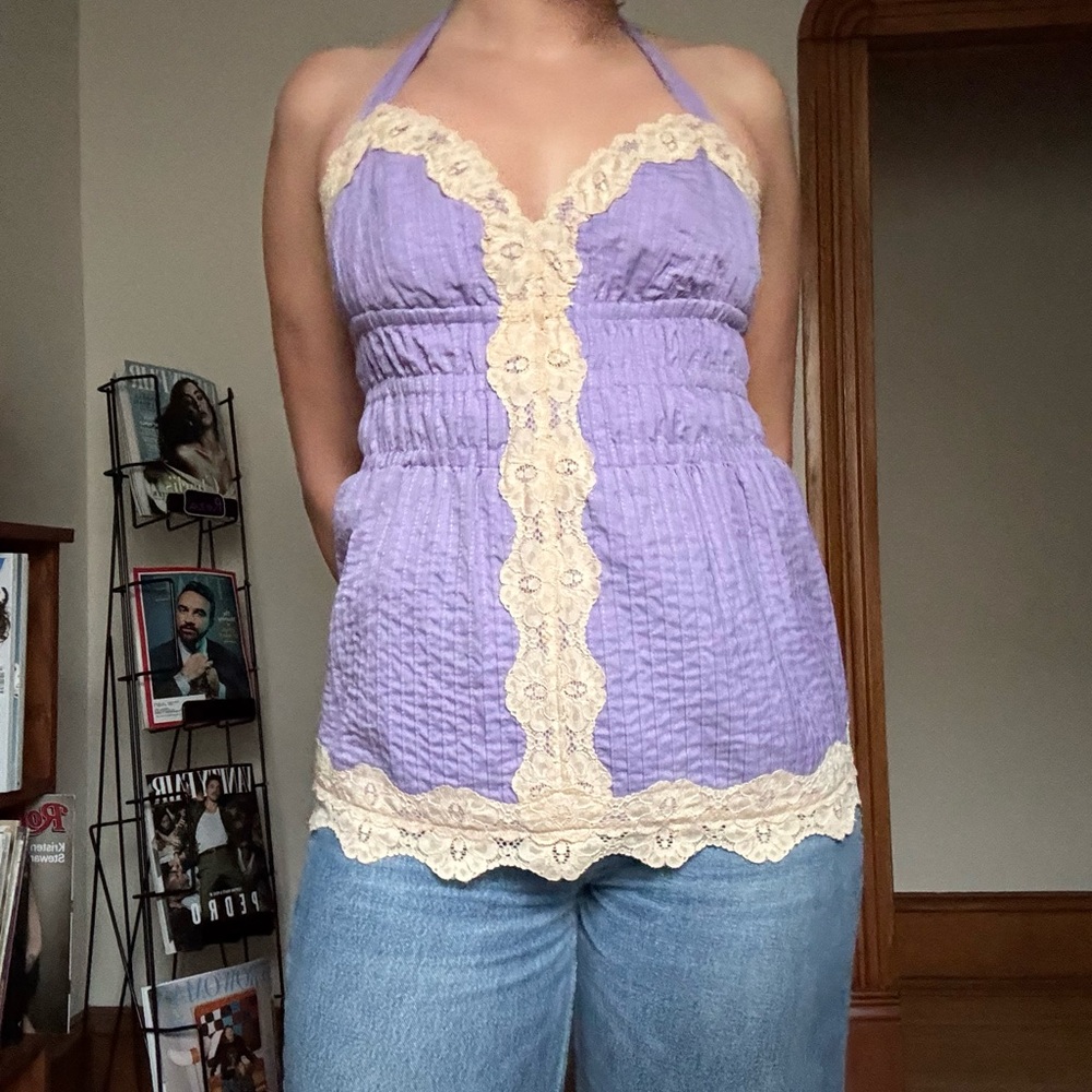 Betsey Johnson Purple and Cream Camisole